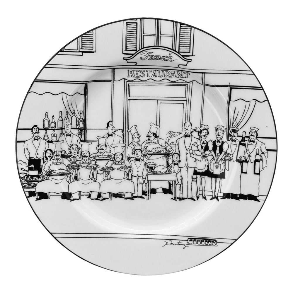Epoch Collection LE RESTAURANT 8” Salad Plates Chef Restaurant Scenes SET OF 4 - Picture 5 of 10